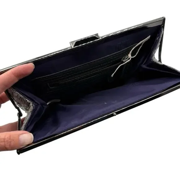 Rachel Roy Handbag Gray Silver Sequin Purse Clutch Bag Evening Cocktail - Picture 4 of 11